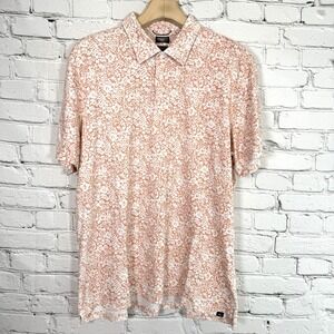 Faherty Reserve The Movement Polo Shirt Men's XXL Peach White Print Pima Cotton
